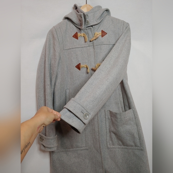 J. Crew Melton Wool Blend Melton Toggle Duffle Coat Jacket Light Gray C8555 4 - Picture 4 of 16